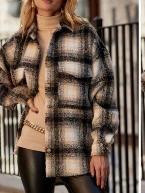 12th Tribe Axel Black Plaid Shacket (Small)